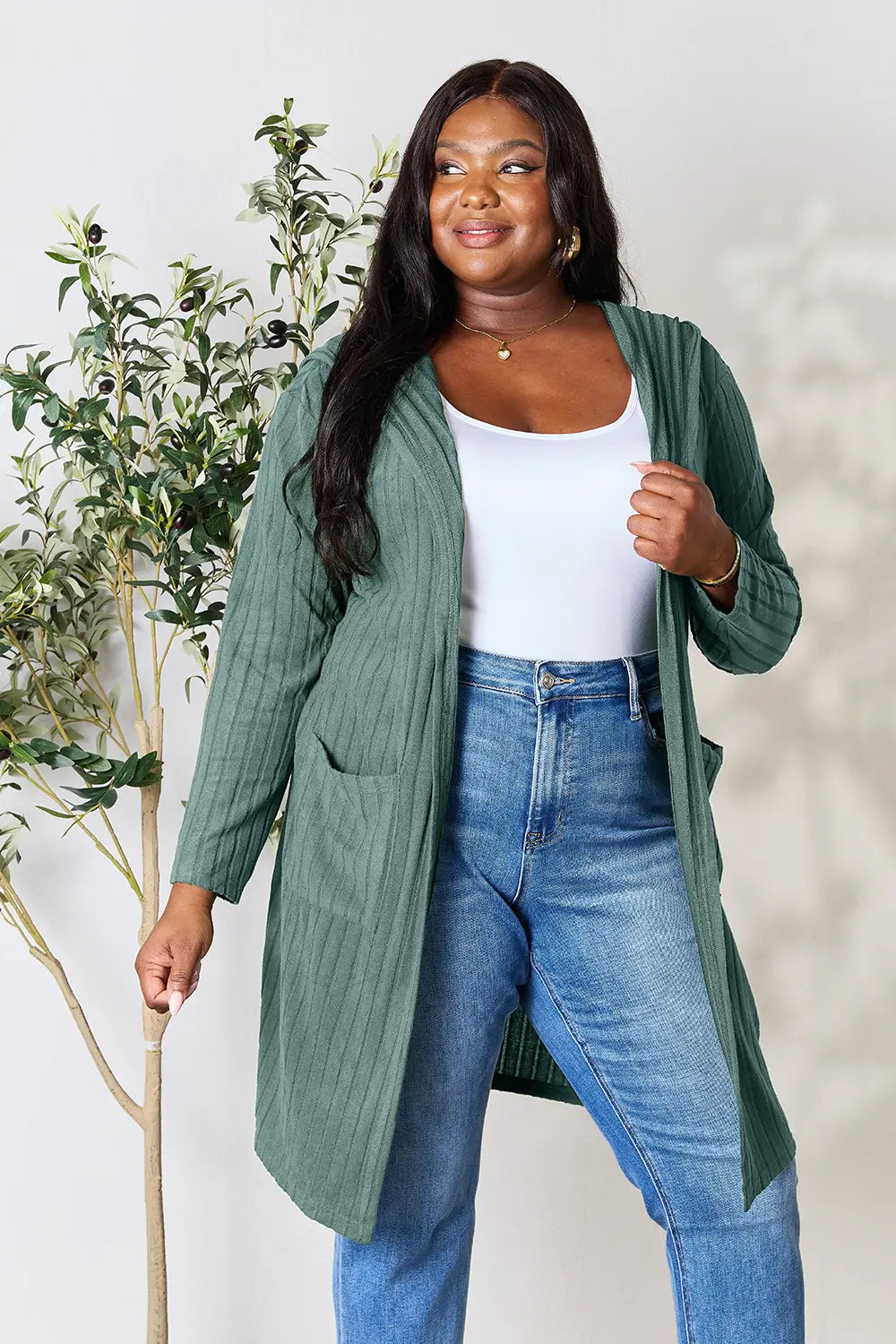 Basic Bae Full Size Hooded Cardigan