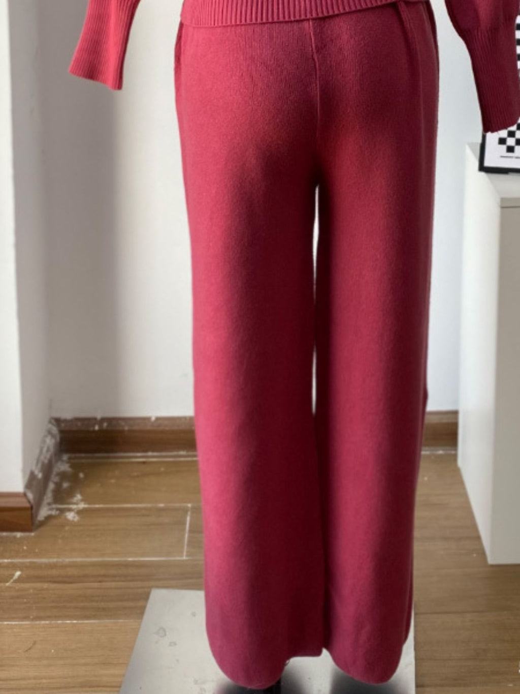 Women's Zip Up Collared Loungewear Set with Wide Leg Pants