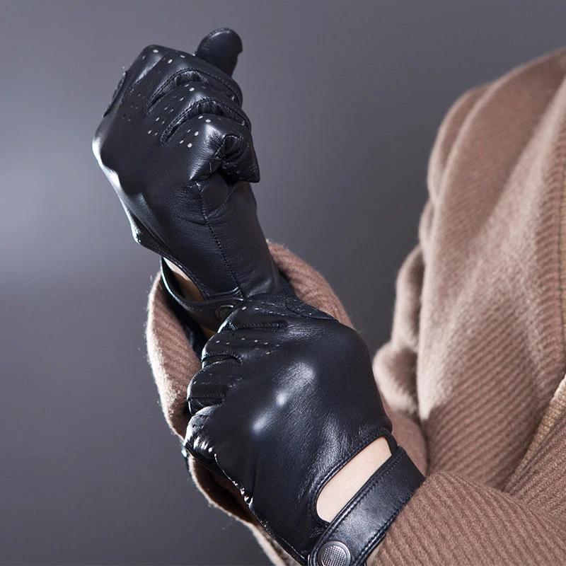Sheepskin Leather Touch Screen Gloves For Men