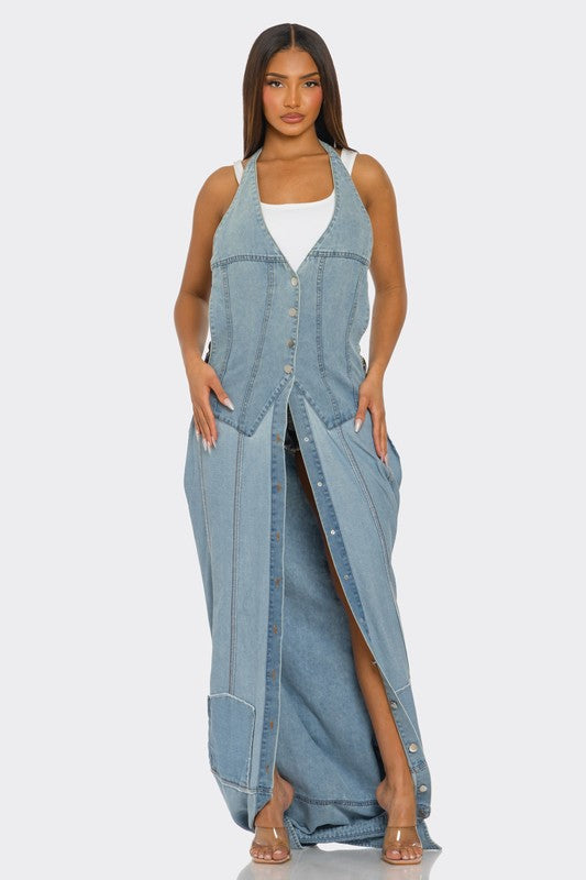 The Trinity Denim Transformer See size chart under “more details”