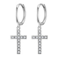 Sier Personality Cross Diamond Female Trendy Earrings