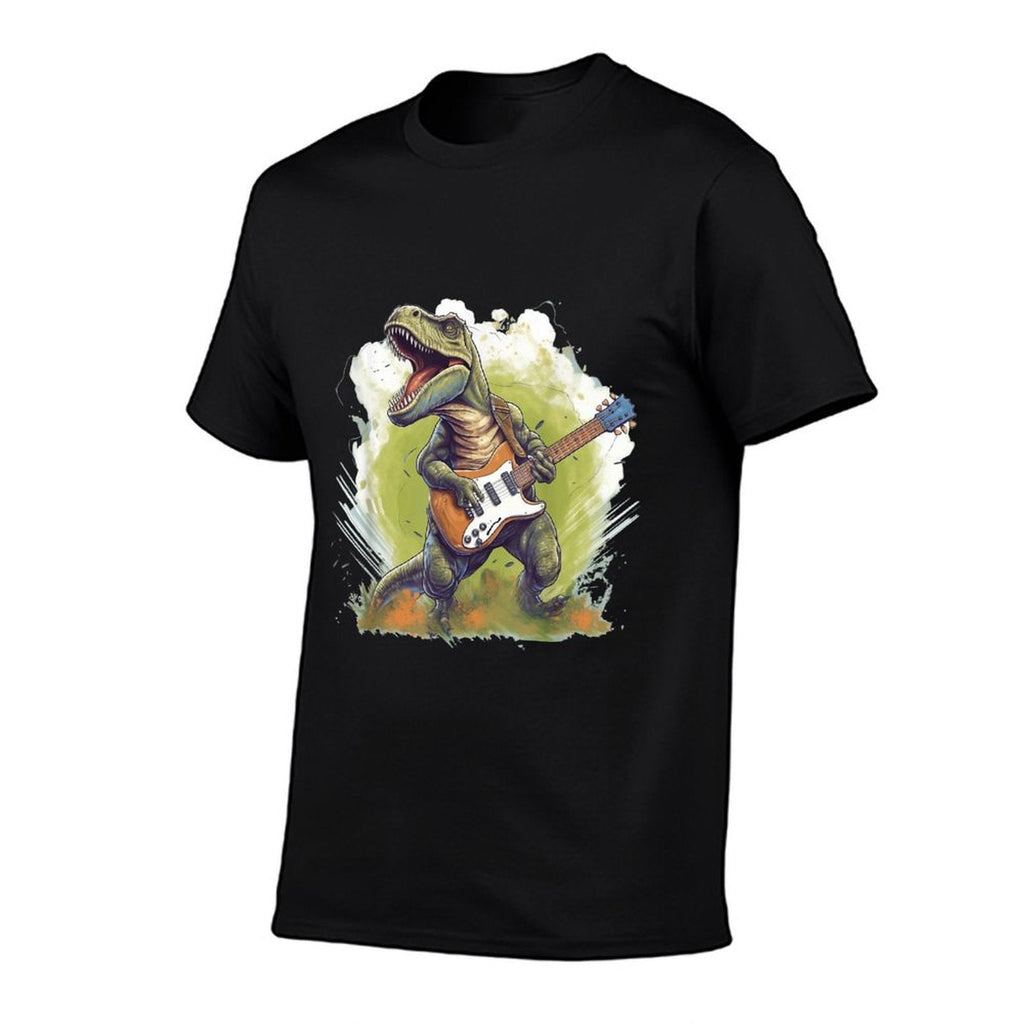 Funny T Rex Dinosaurs with Cool Electric Guitar  Moisture-wicking T-Shirt