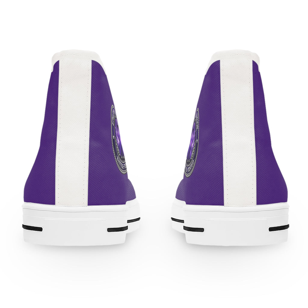 Women’s Purple High-Top Sneakers – Epilepsy Awareness Faux Seal Design