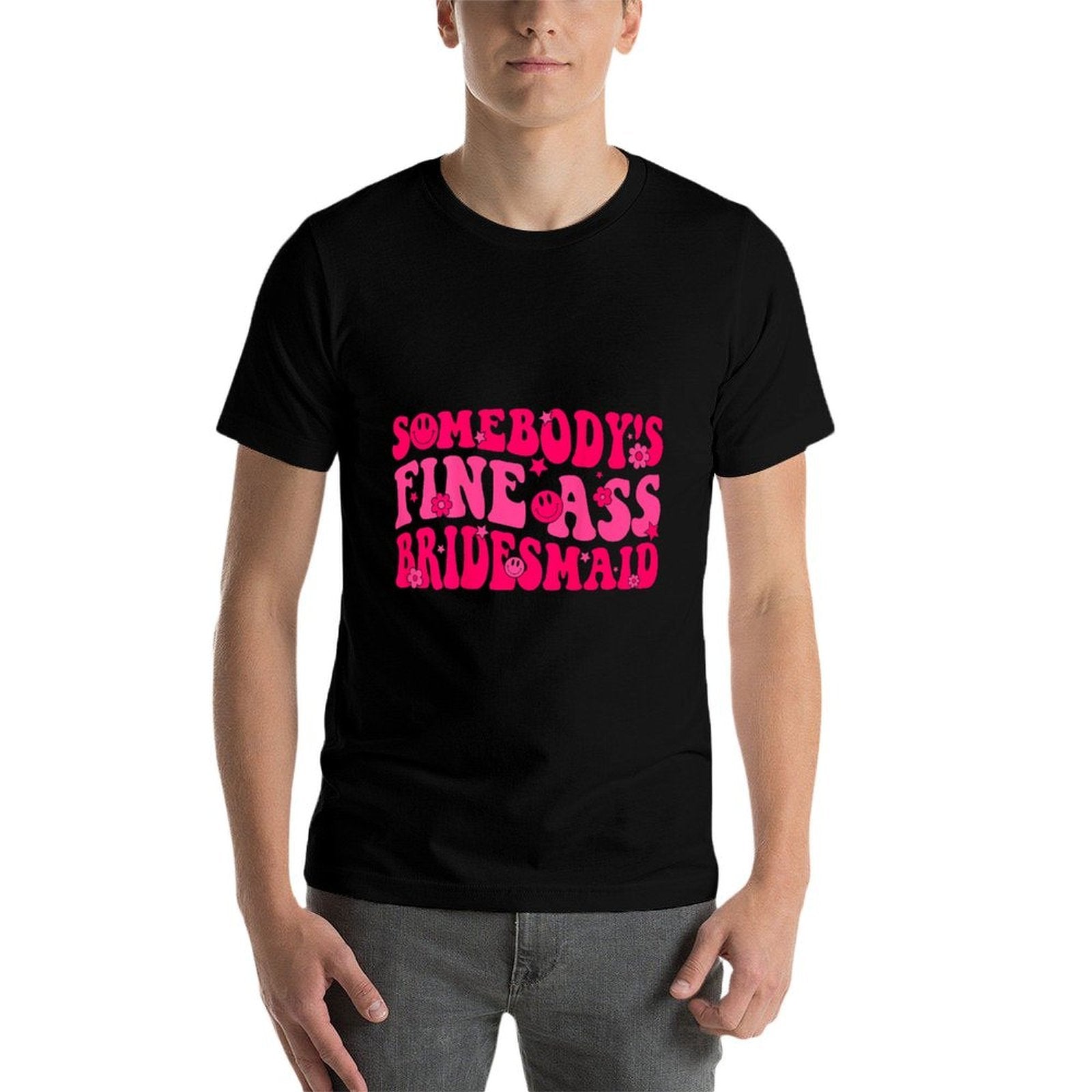 Bridesmaid Bride Squad Bridal Shower Groovy Bachelorette  Trendy Pattern T-Shirt