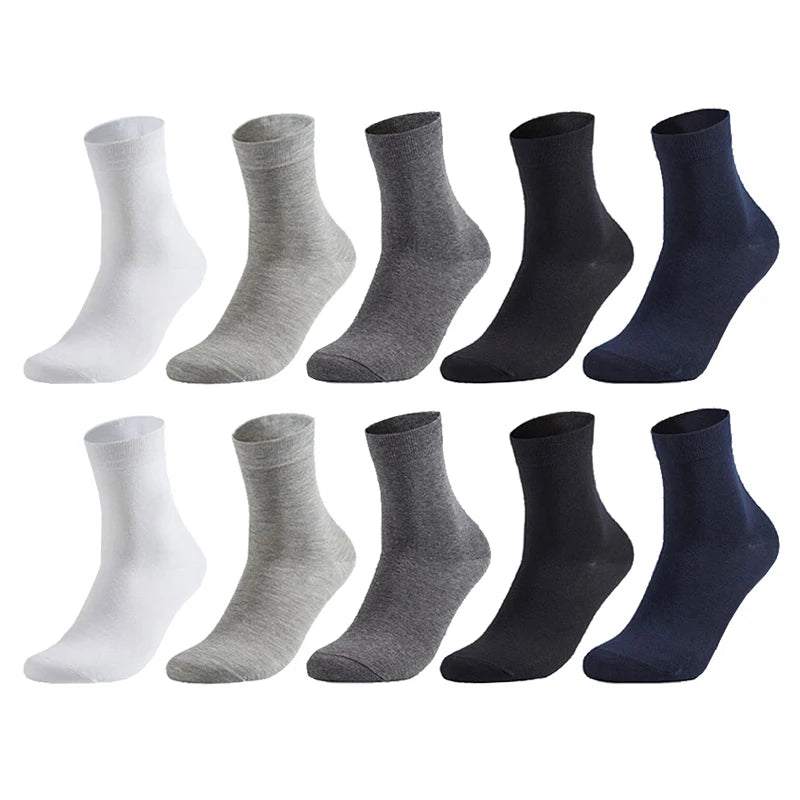 10 Pairs Men'S Cotton Socks New Style Black Business Men Socks Soft Breathable Summer Winter for Male Socks plus Size 38-47
