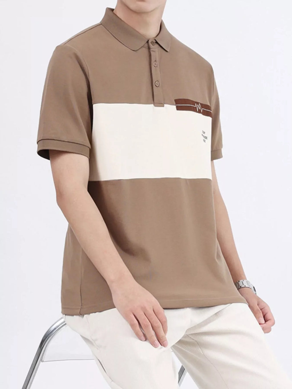Men's Plus Size Color Block Casual Polo