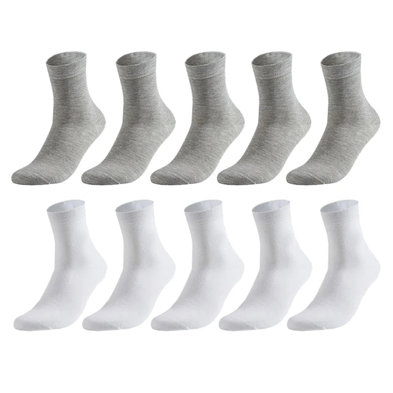 10 Pairs Men'S Cotton Socks New Style Black Business Men Socks Soft Breathable Summer Winter for Male Socks plus Size 38-47