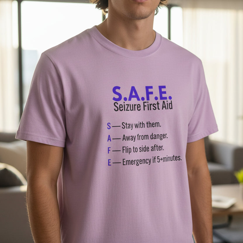 S.A.F.E. Seizure First Aid T-Shirt – Epilepsy Awareness Education Tee