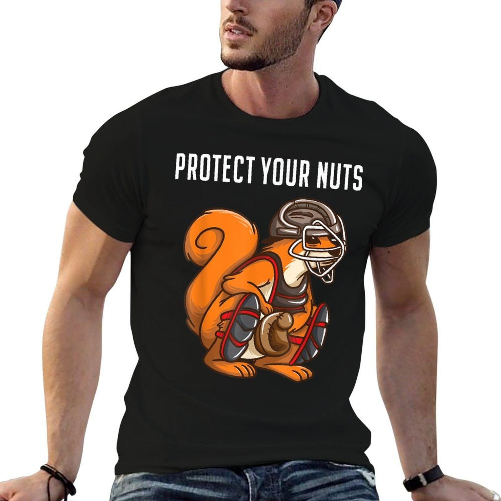 Funny Squirrel Lover Baseball Catcher Gift Boys Girls Animal  Durable T-Shirt