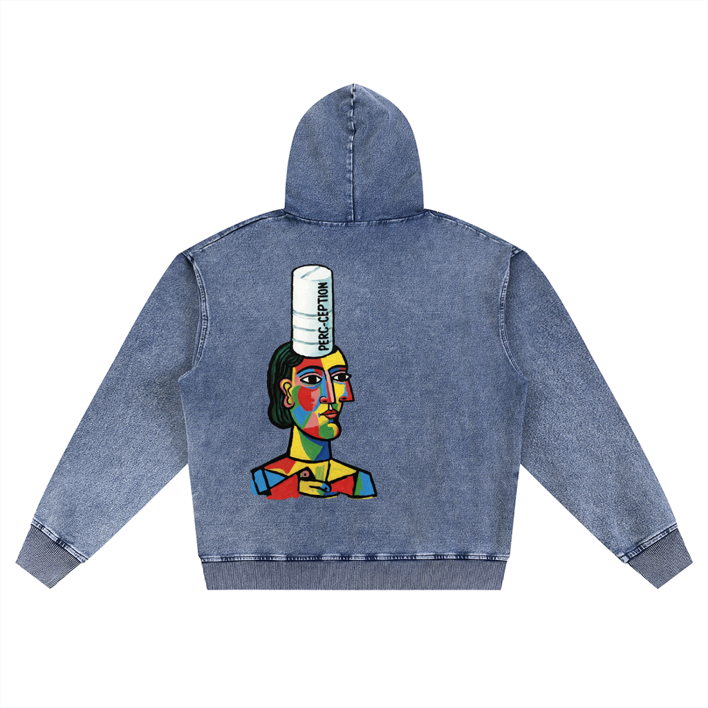Love Bar Snow Wash Oversized Zip-Up Hoodie