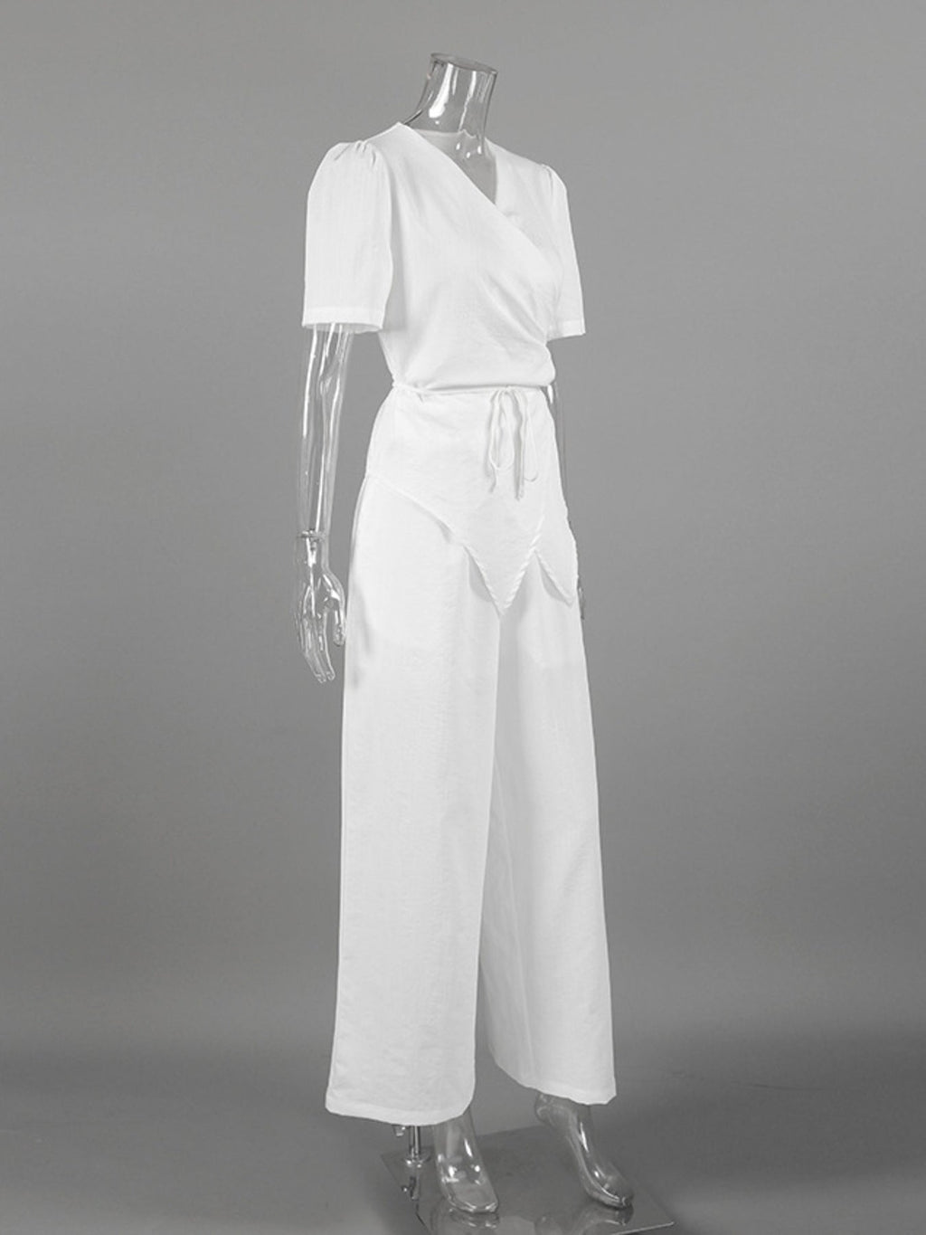 White Wrap Top & Wide Leg Pants Set | Bohemian Beach