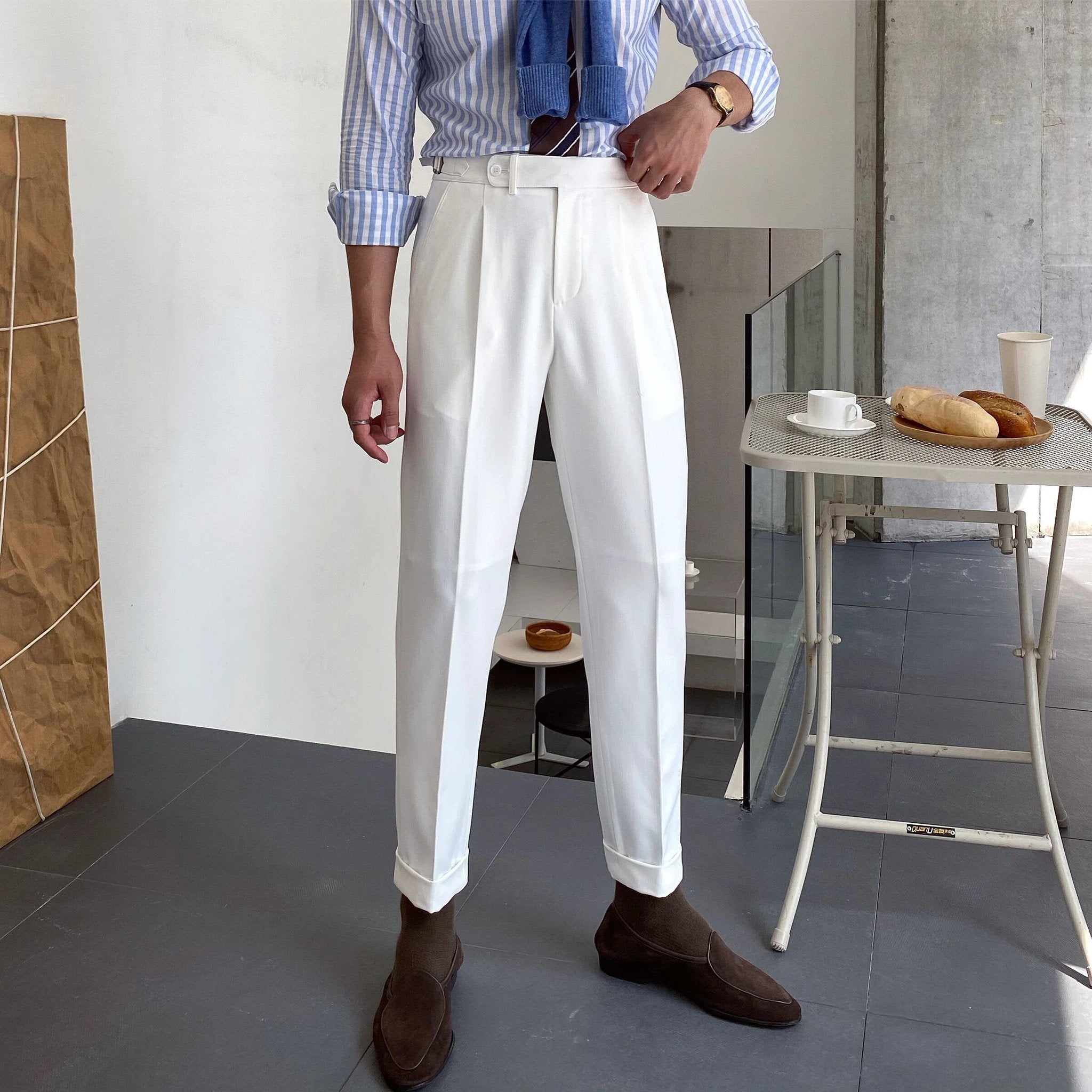 Men's High Waist Business Casual Straight-leg Pants