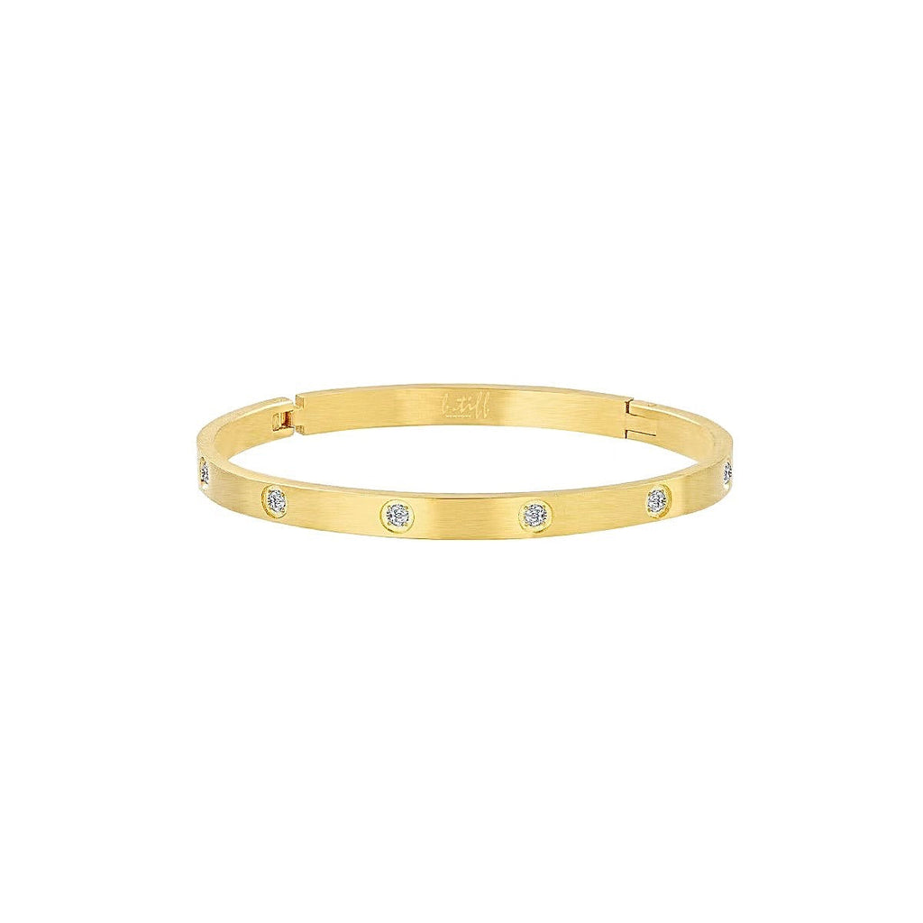 BG308G B.Tiff 8-Stone Matte Gold Bangle Bracelet
