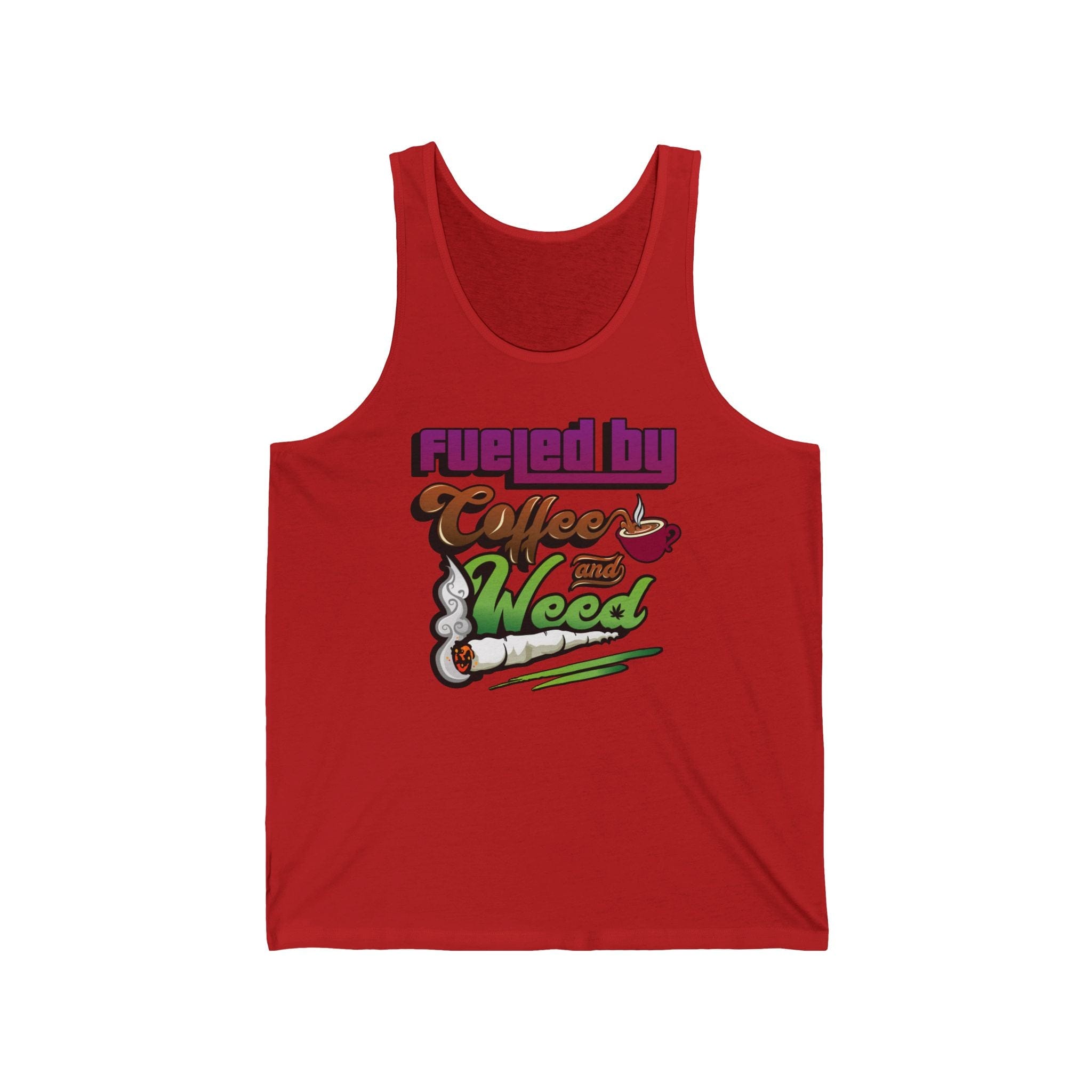 Fueled by Coffee and Weed – Unisex Jersey Tank Top