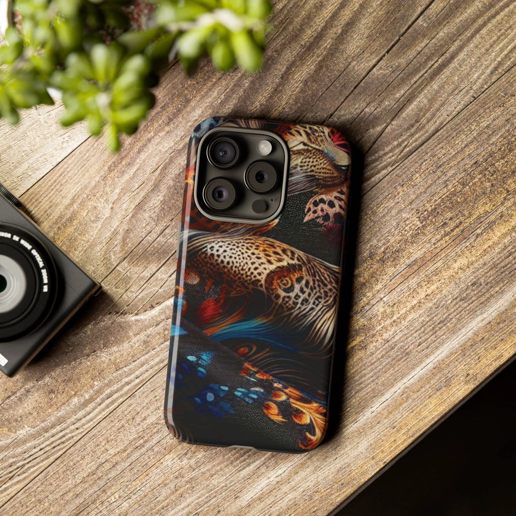 Stylish Tough Phone Case with Elegant Black and Gold Design