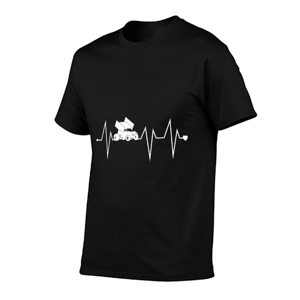 Funny Sprint Car Racing Racer Heartbeat Heart Pulse Rate EKG  Graphic-printed T-Shirt