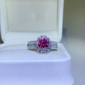 1 Carat Fuschia Red Sparkala™ Pure Sterling Silver Halo Ring