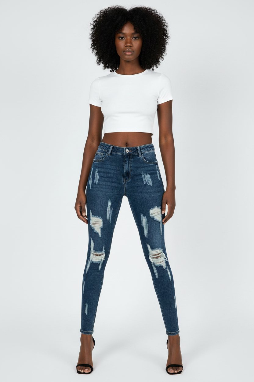 Distressed Denim Jeans