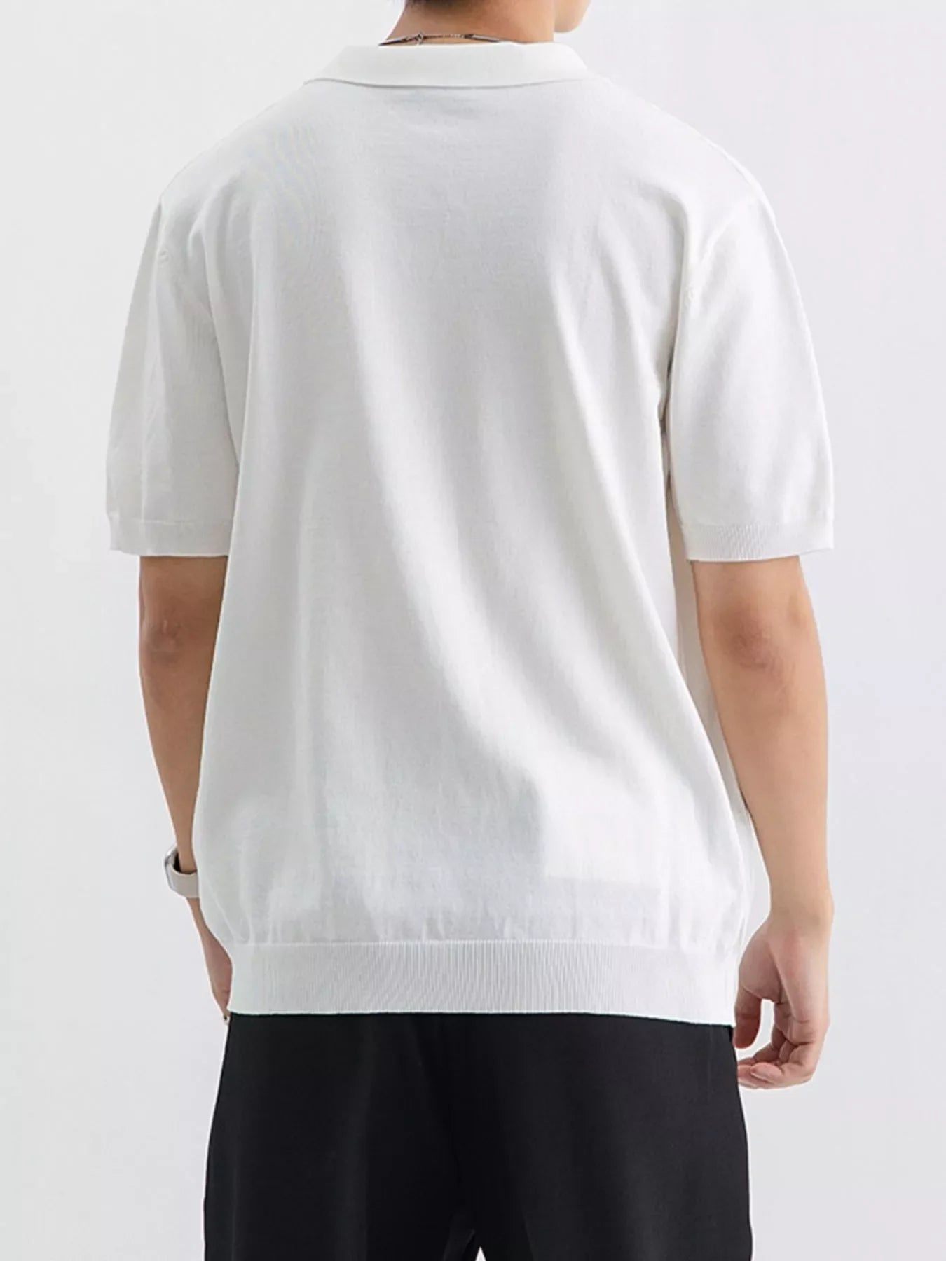 Men's Plus Size Textured Knit Short Sleeve Polo