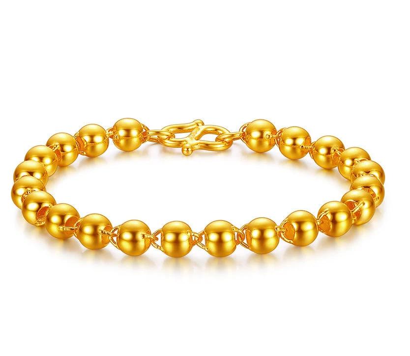 Men's Gold Round Bead Bracelet