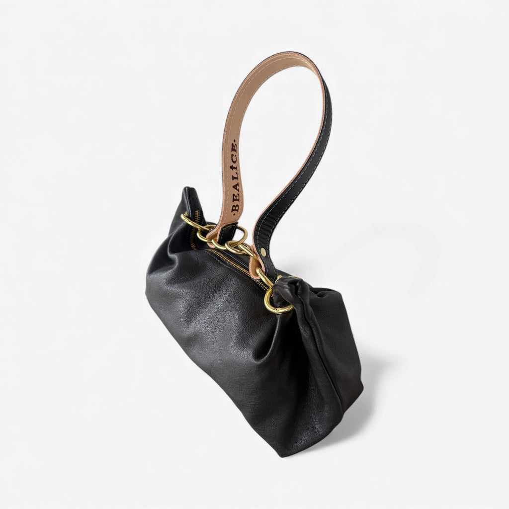Blair Shoulder Bag, Black Leather