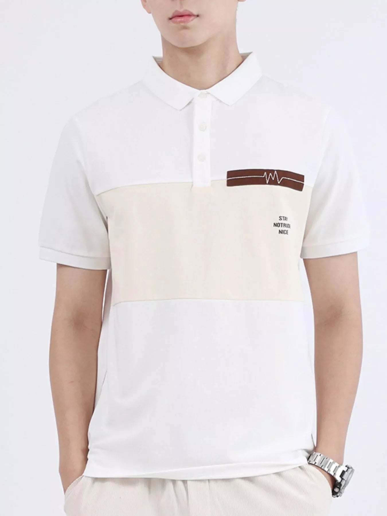 Men's Plus Size Color Block Casual Polo