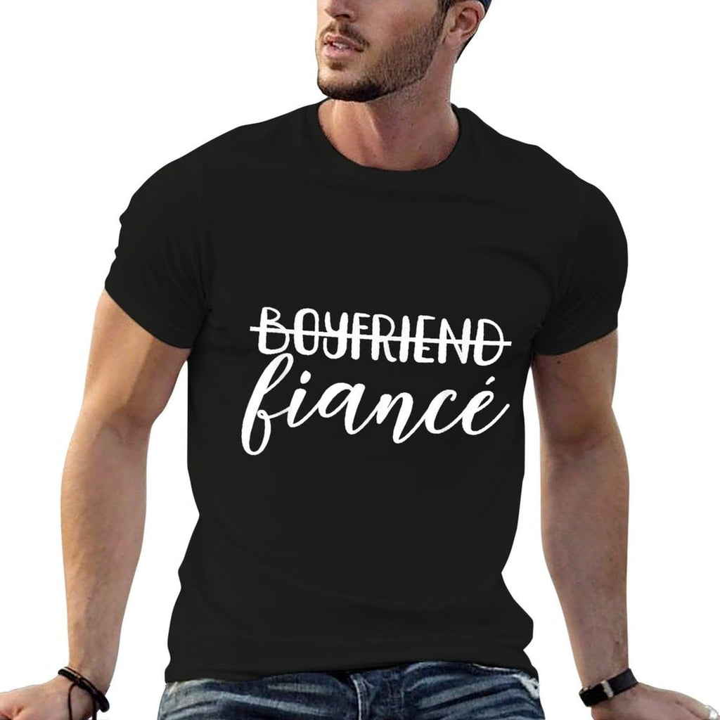 Boyfriend Fiancé, Engagement, Engaged, Couple Matching  Relaxed-fit T-Shirt