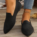 Women's Black Pointed-Toe Mesh Slip-On Flats Breathable Shoes