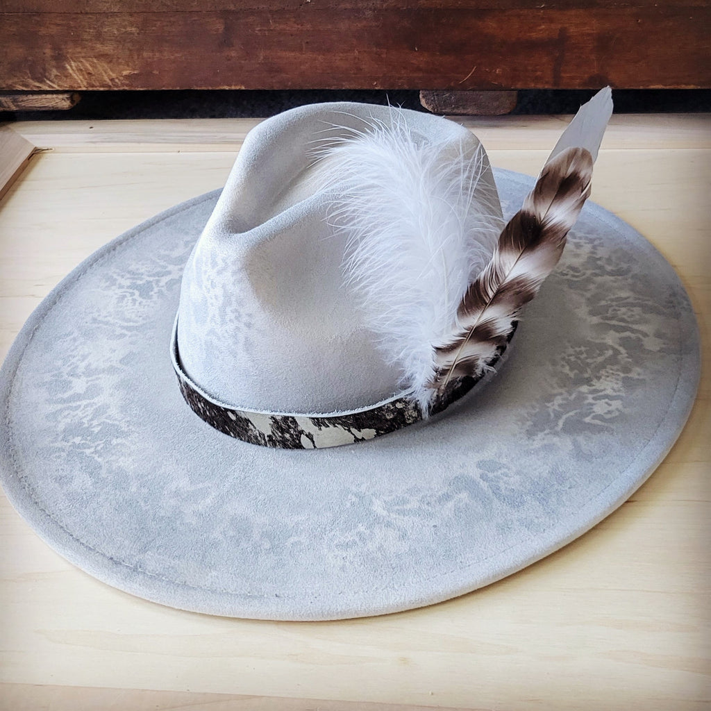 Hand-Painted Python Boho Western Cowgirl Hat & Band-Silver 987f
