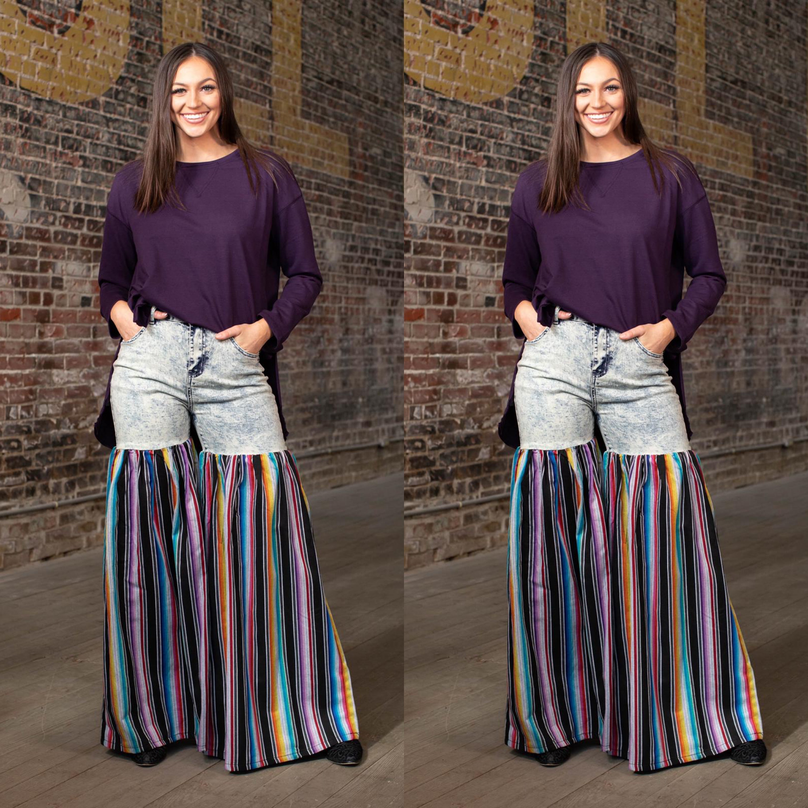 Distressed Light Denim Black Multi Color Palazzo Wide Leg Jeans