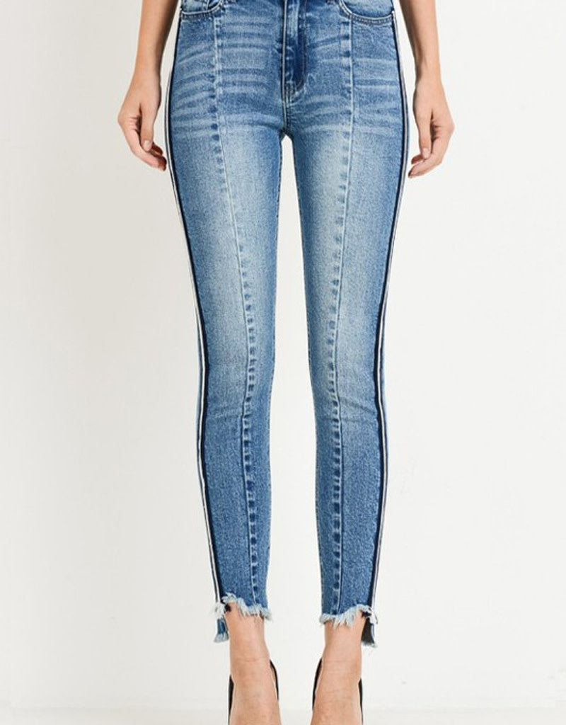 High Waist Skinny with Color Tape
