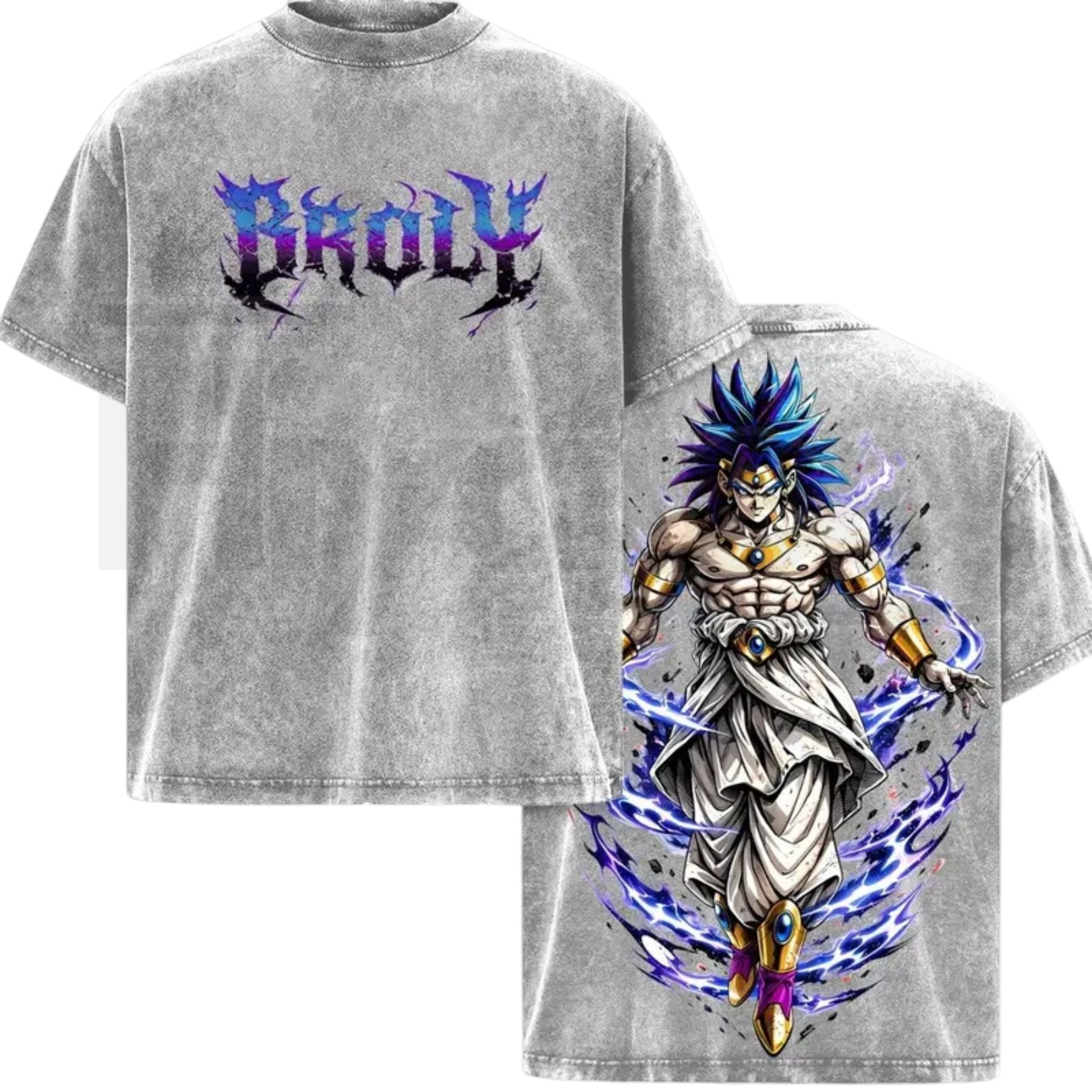Legendary Saiyan Warrior Vintage Washed T-Shirt – Heavyweight Cotton Oversized Anime Inspired Tee