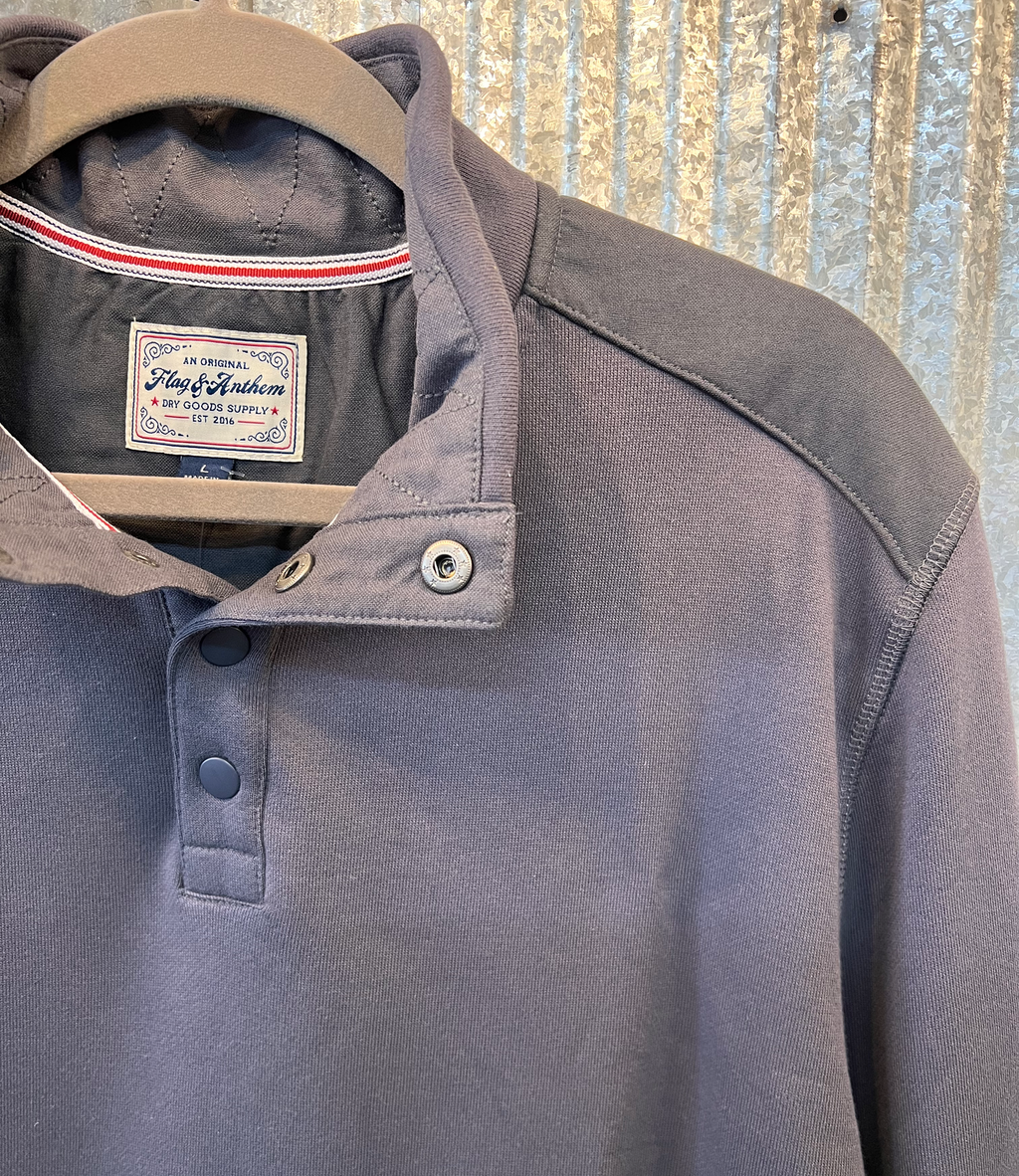 Benedict LS French Terry Mock Neck - Charcoal