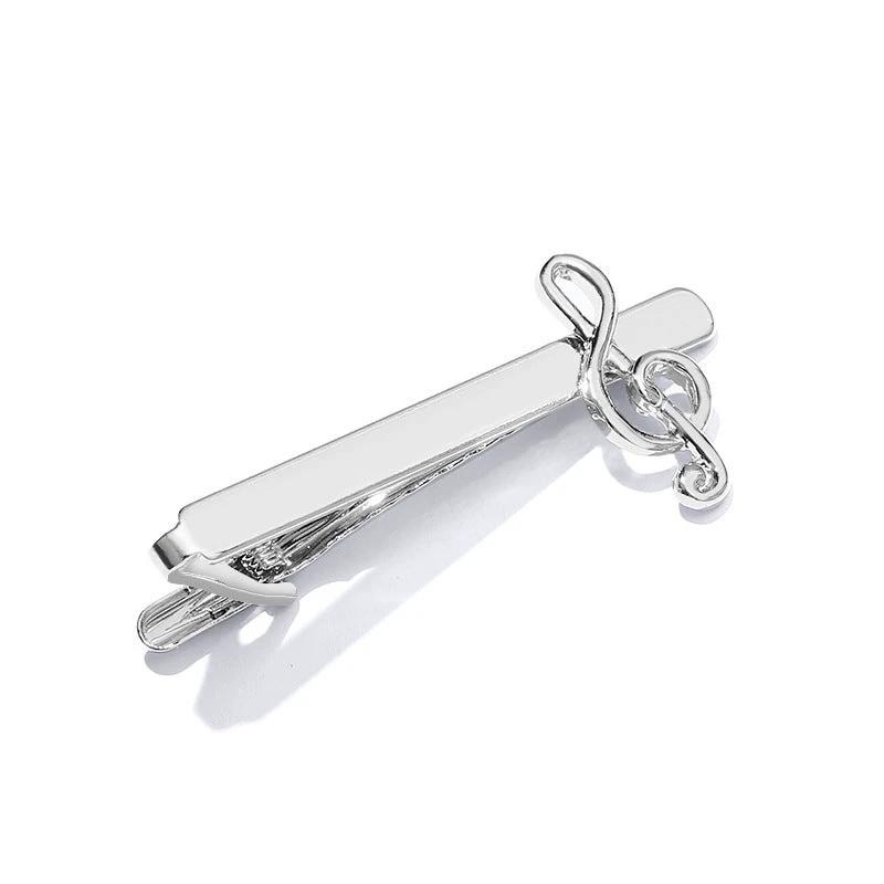 Men's Music Note Tie Clip And Cufflinks
