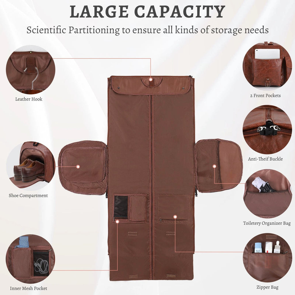 Men's Large Capacity Leather Suit Storage Bag