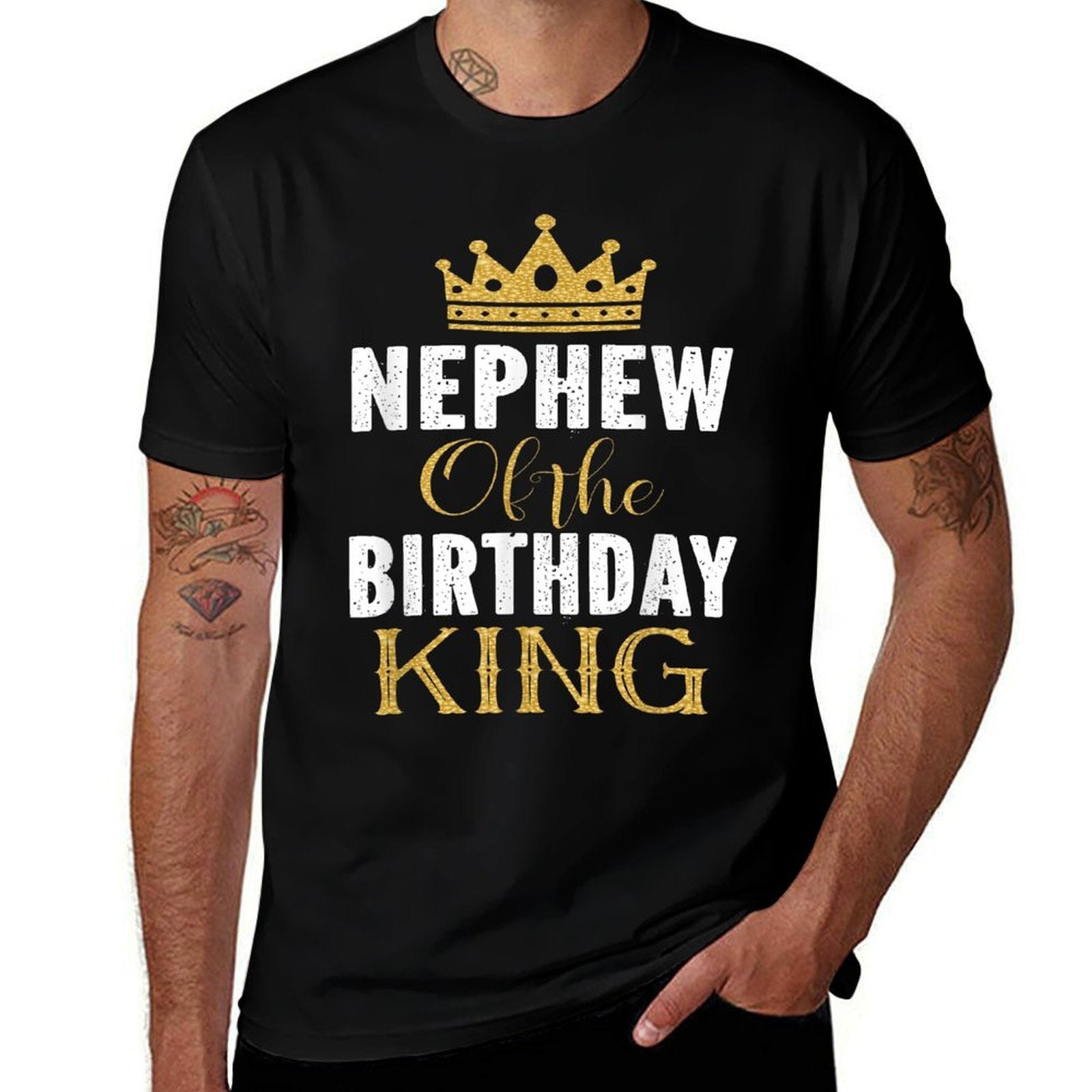 Nephew Of The Birthday King Bday Party Gift For Him  Oversized Silhouette T-Shirt