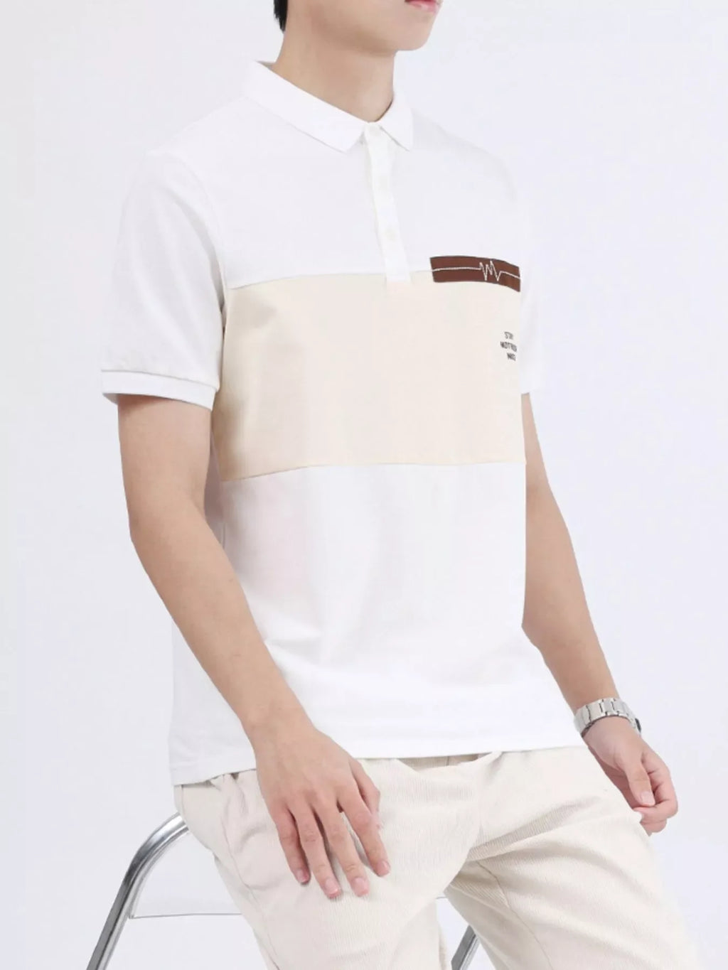 Men's Plus Size Color Block Casual Polo