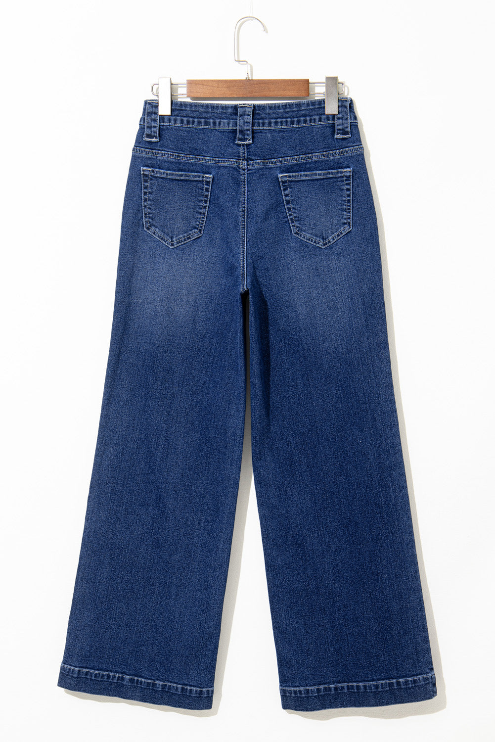 Sail Blue High Waist Wide Leg Jeans with Pockets