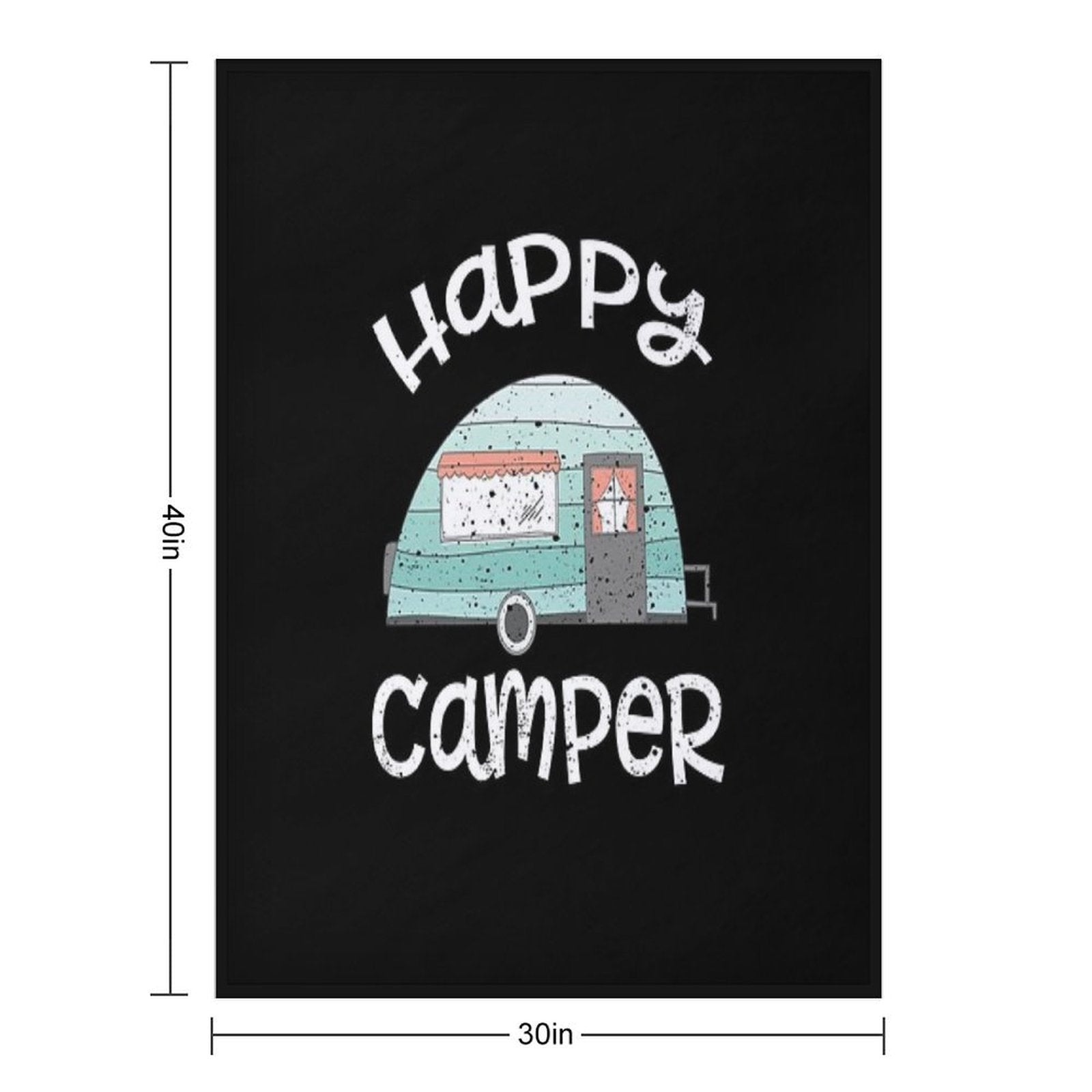 Happy Camper Retro Trailer RV Caravan Camping Throw Blanket