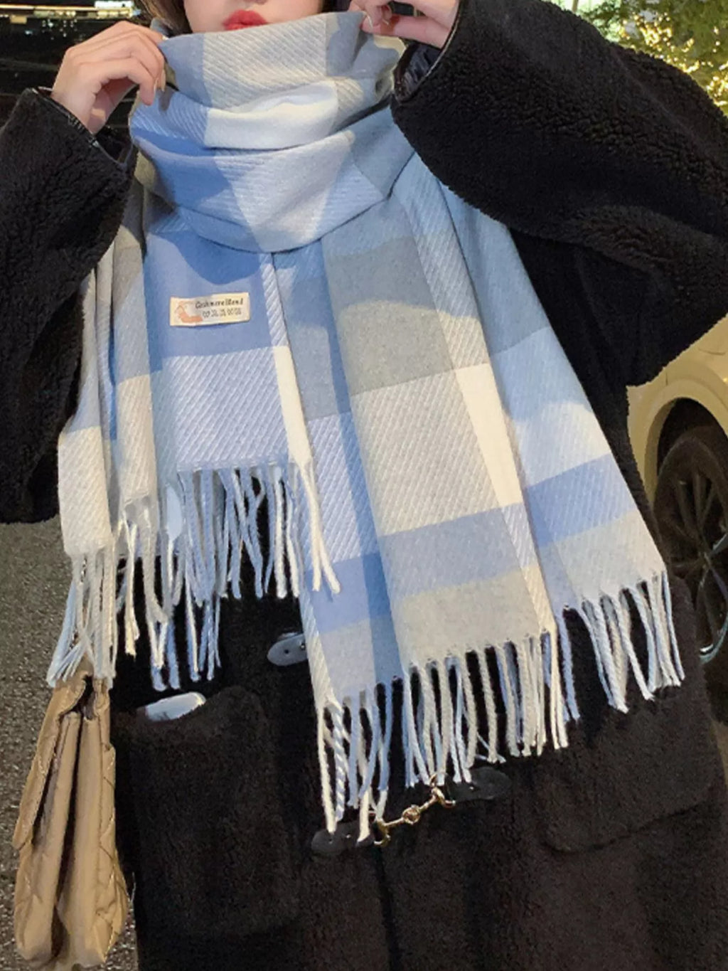 Wool Plaid Scarf with Fringe - Timeless Style