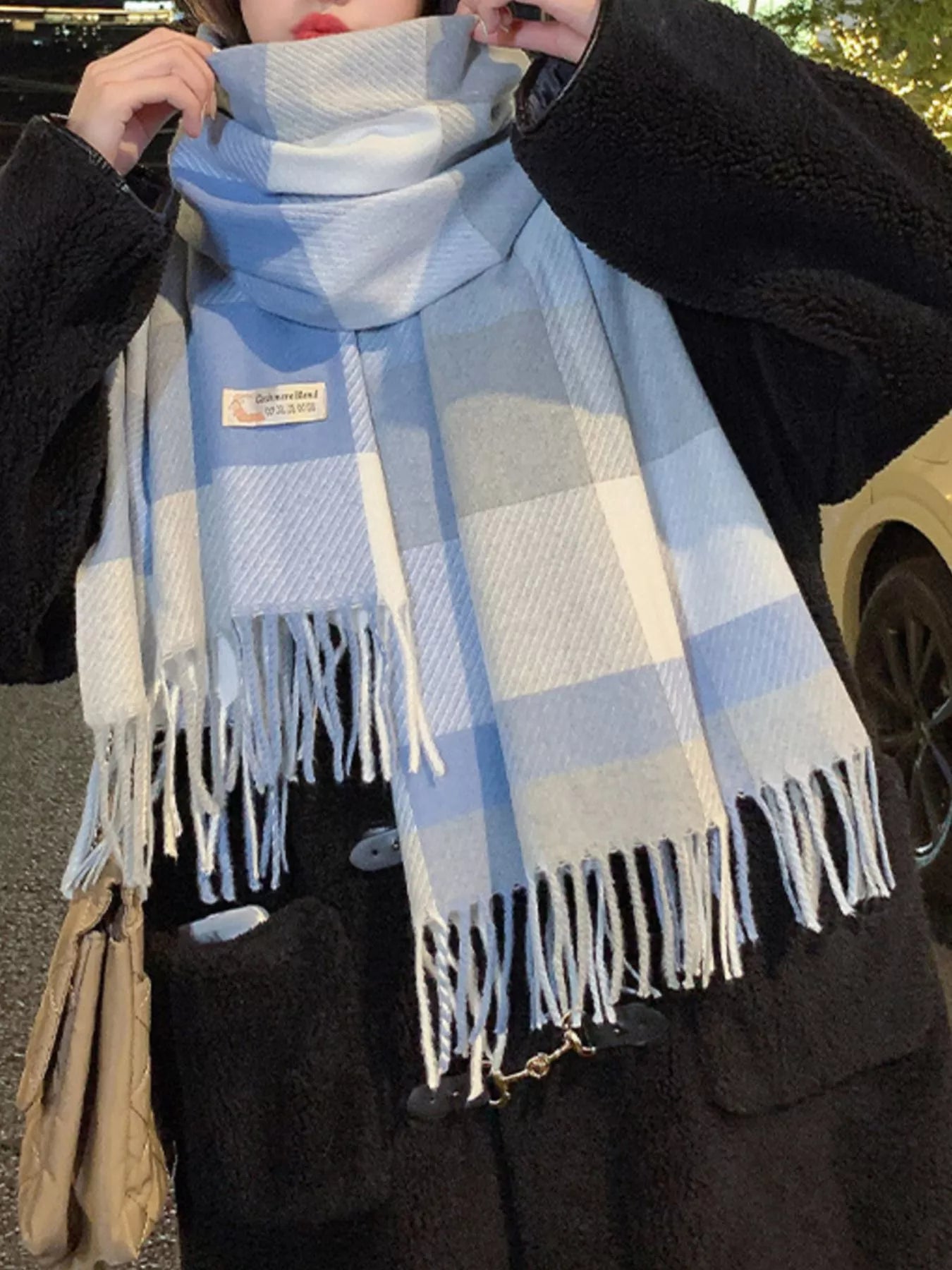 Wool Plaid Scarf with Fringe - Timeless Style