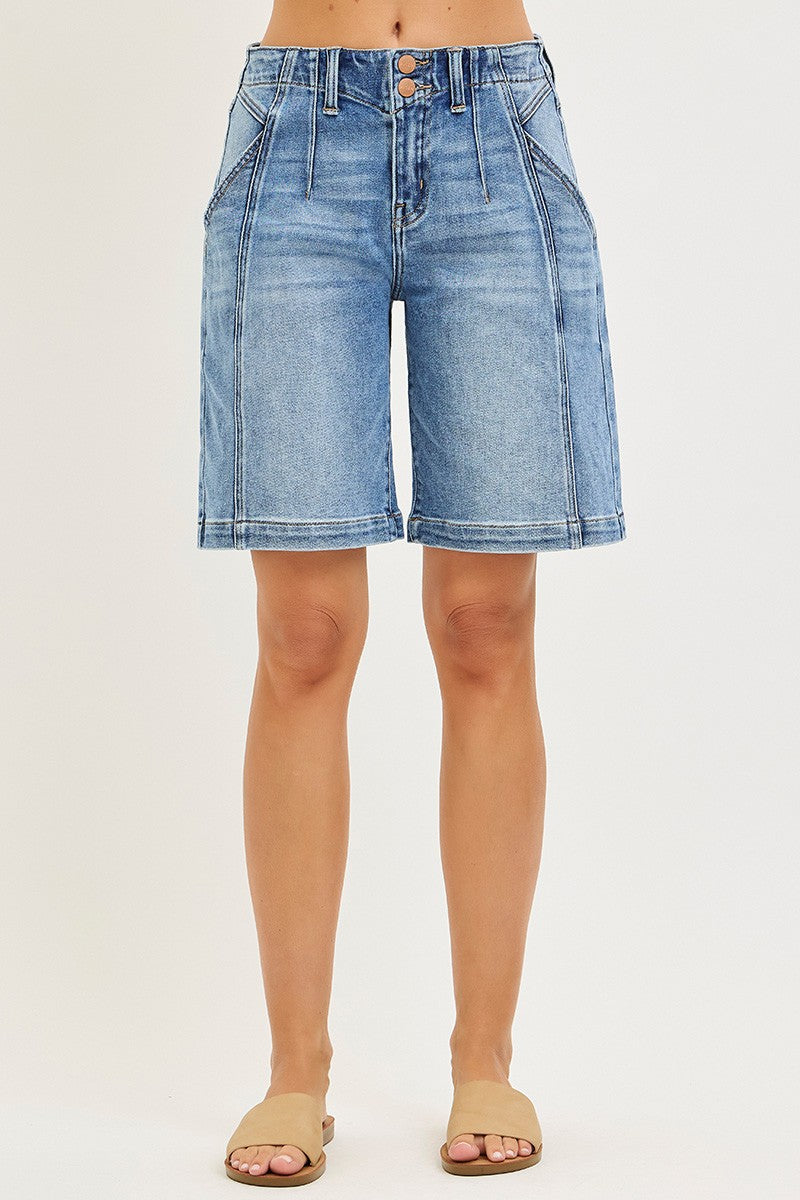 RISEN 2-Button Slouchy Bermuda Shorts with Pockets