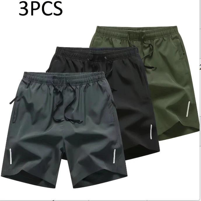 Fashionable Zippered Pocket Casual Men's Shorts (Set Of 3)