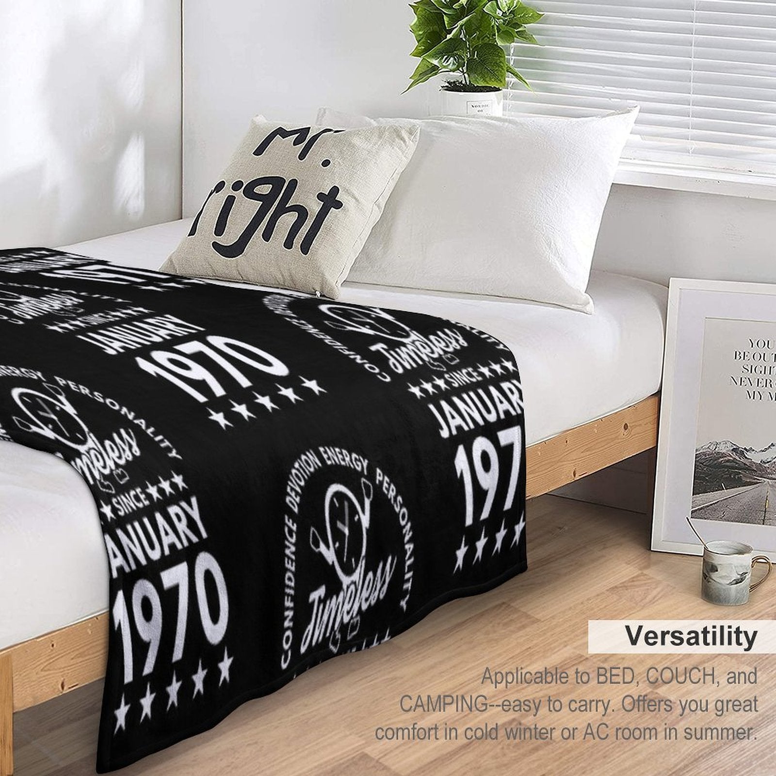 January Birthday Timeless Person - White Text Throw Blanket