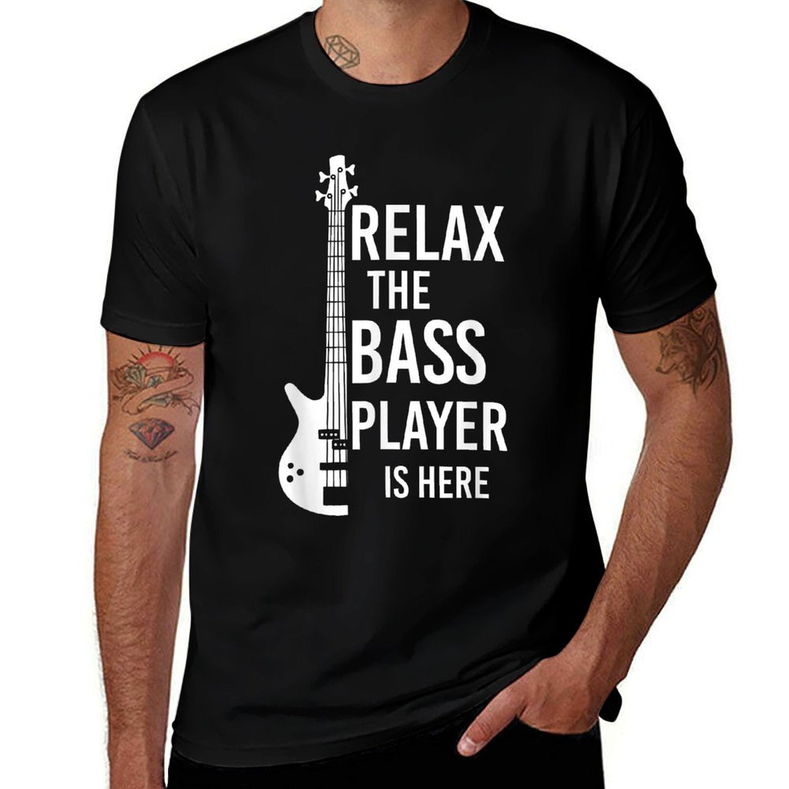 Relax The Bass Player Is Here Bass Guitar  Rolled Sleeves T-Shirt