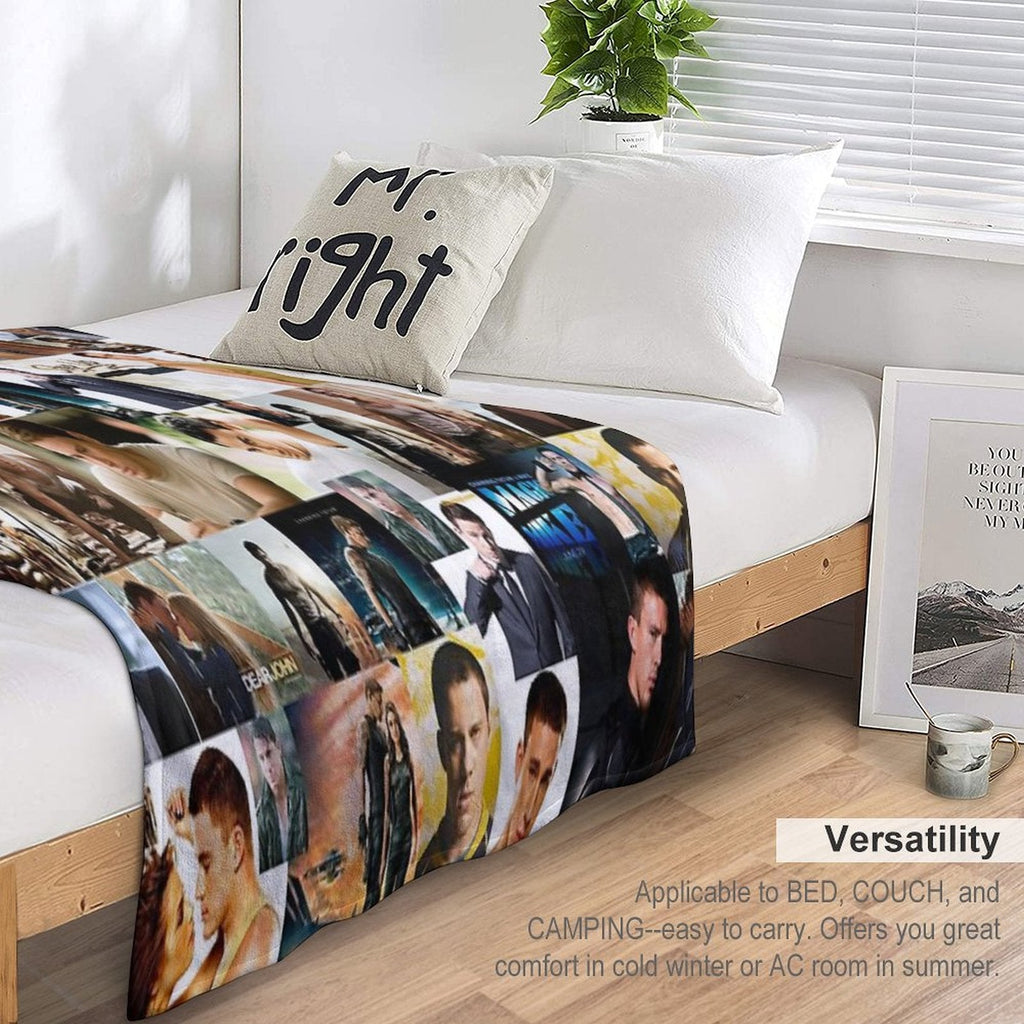 Channing Tatum Seamless Squarish Photo Collage Throw Blanket