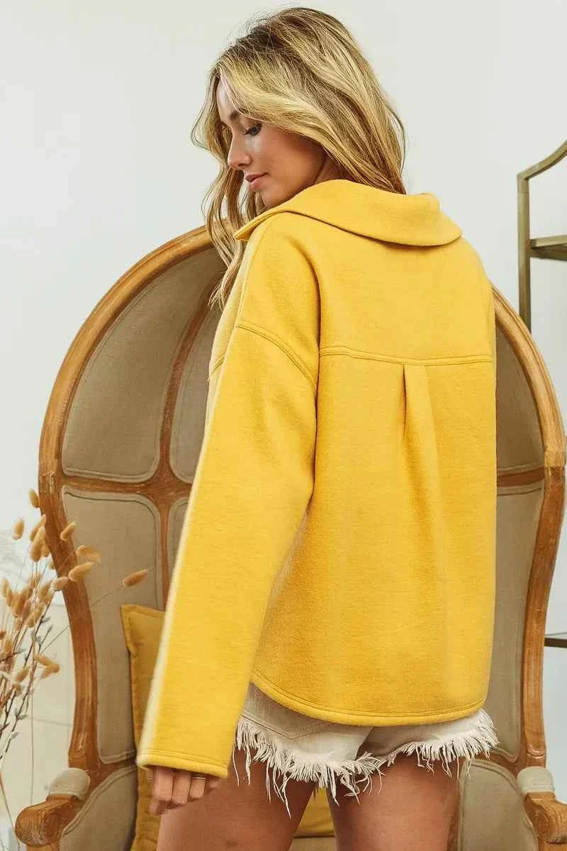 BiBi Fleece Collared Women's Sweatshirt with Flap Pockets