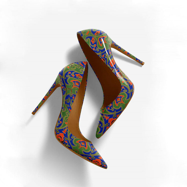 Floral Pointed Toe Stiletto Heels