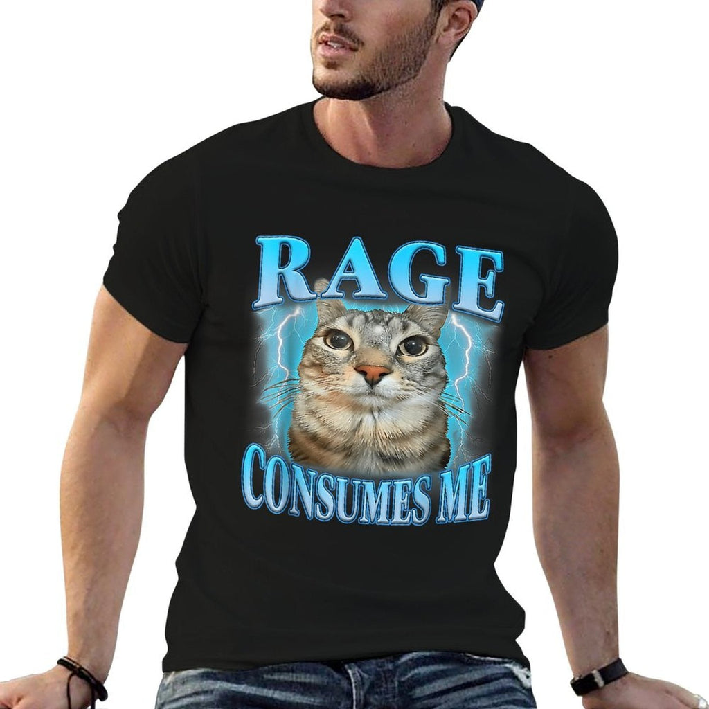 Rage Consumes Me Funny Silly Staring Cat Meme Women Men  Moisture-wicking T-Shirt