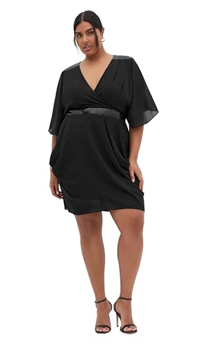 City Chic Womens Plus Size Dress Sequin WrapDress